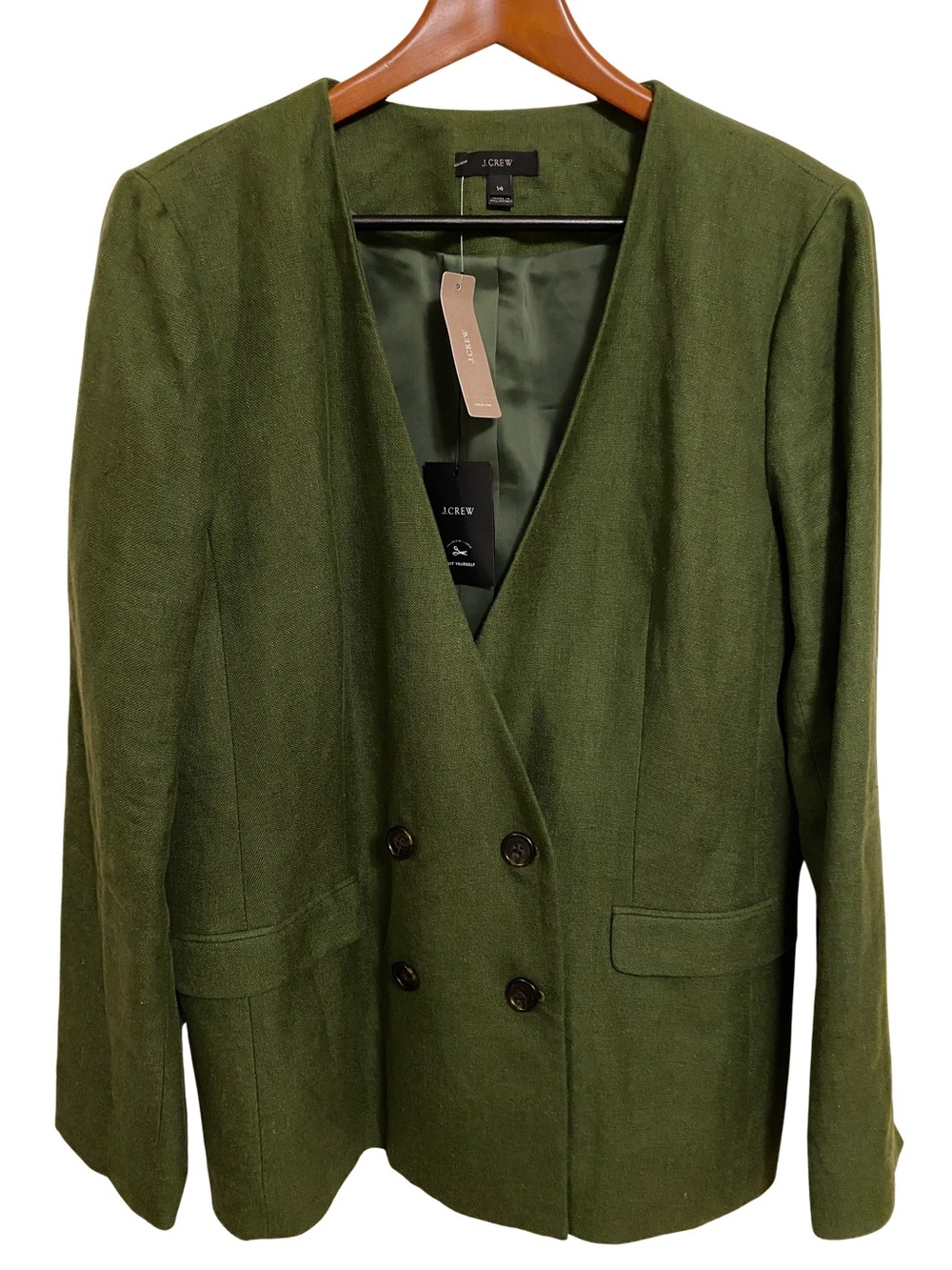 J. Crew Double-Breasted Olive Green Blazer